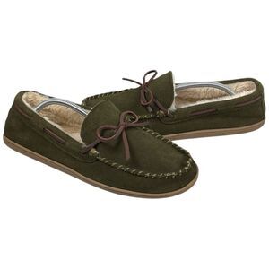 J. Crew Men’s Green Suede Leather Sherpa Lined House Slippers Size 11